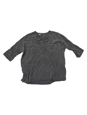 Go Silk 100% Silk Brown Popover Blouse Top M
